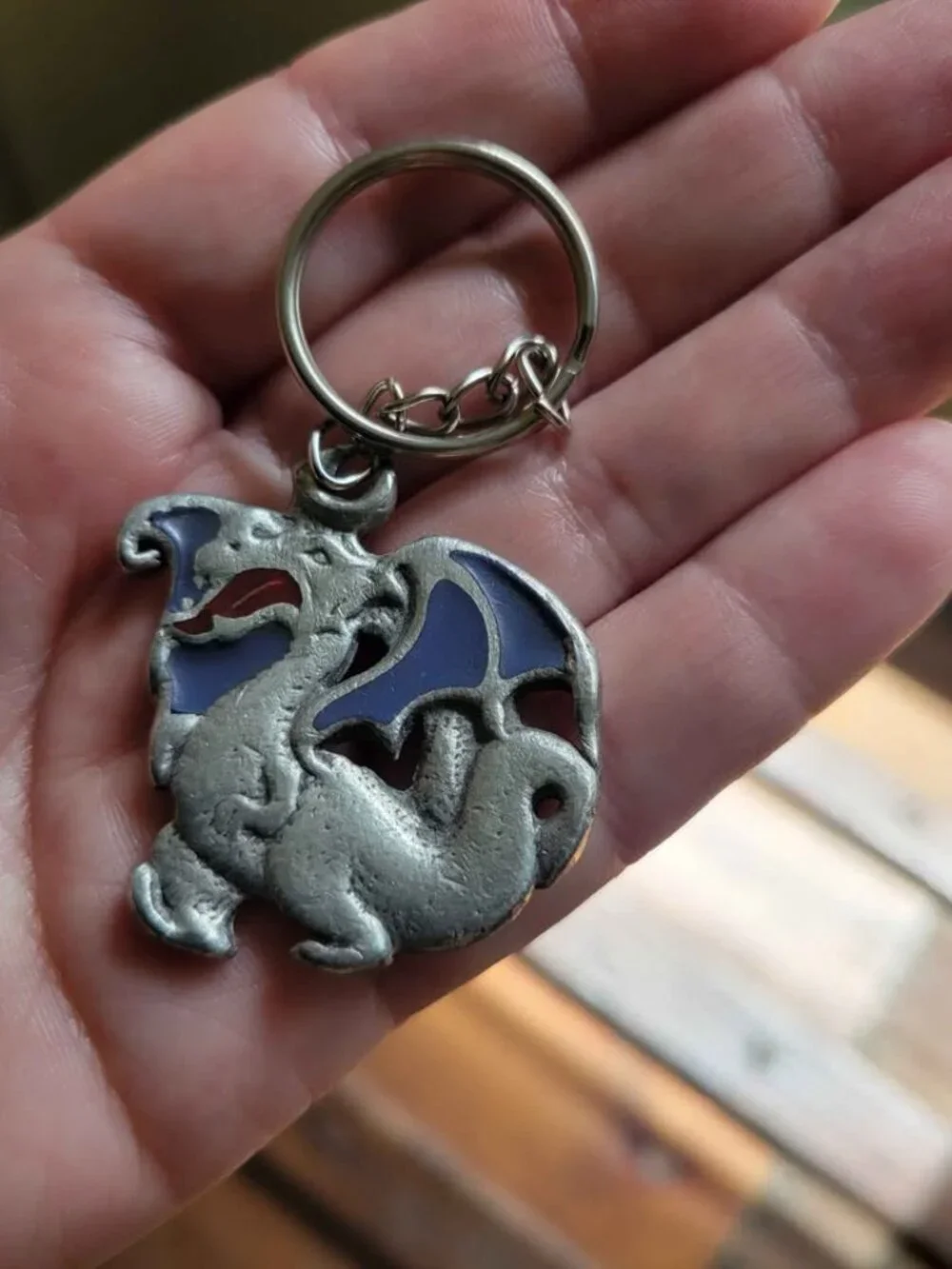 Vintage 1986 Rawcliffe Pewter Dragon Keychain